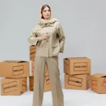 کت زنانه بیسکویتی زیپ دار