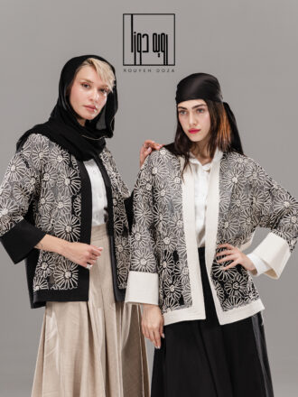 کت ترکیبی تور و لینن لبه دوخت