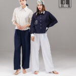 شومیز لینن ایتالیایی گلدوزی یقه پوپلین