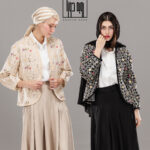 کت پوپلین گلدار لبه نواری