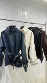 بارانی چرم یقه ایستاده - Image 2