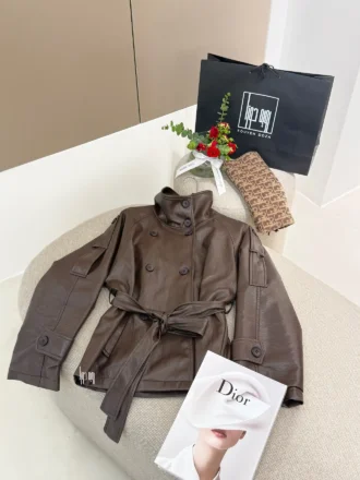 بارانی چرم یقه ایستاده